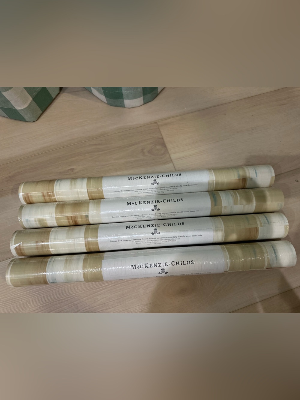 NWT! Mackenzie Childs Parchment Check Wallpaper - 4 Rolls Available!